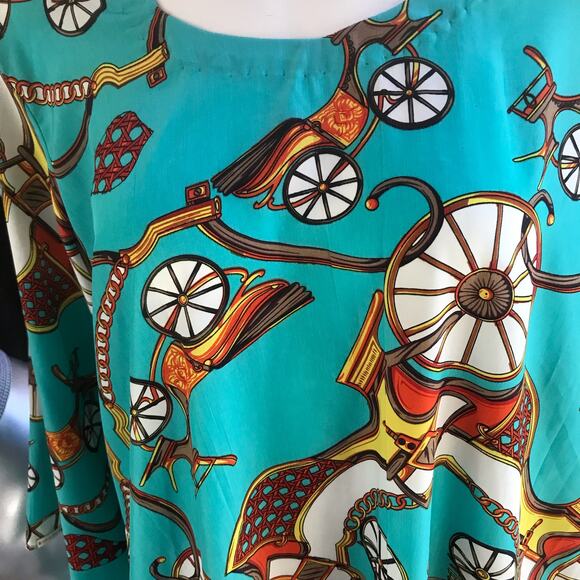 Tuk Tuk Print Blue Double Slit Dress Wide Sleeves Women's One  Size (Medium) - Picture 4 of 5
